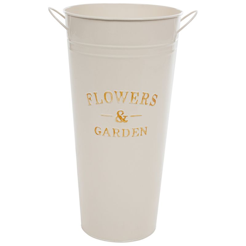 Вазон "Flowers" (цинк), D20xH40 см, 7 л, с ручками Кремовый